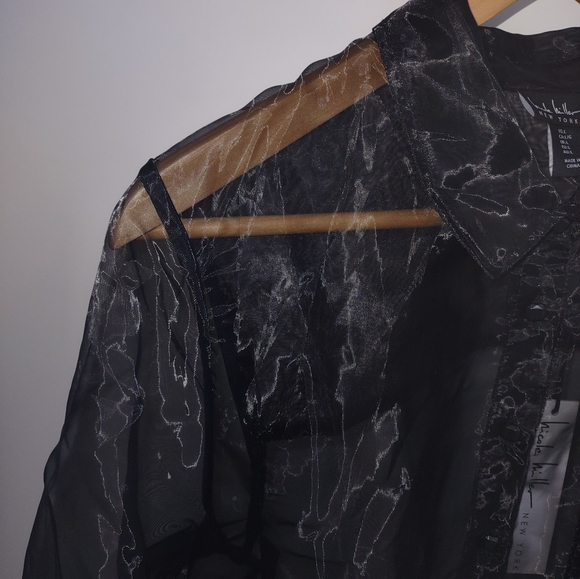 Nicole Miller Sheer Button Front Shirt - Picture 7 of 13